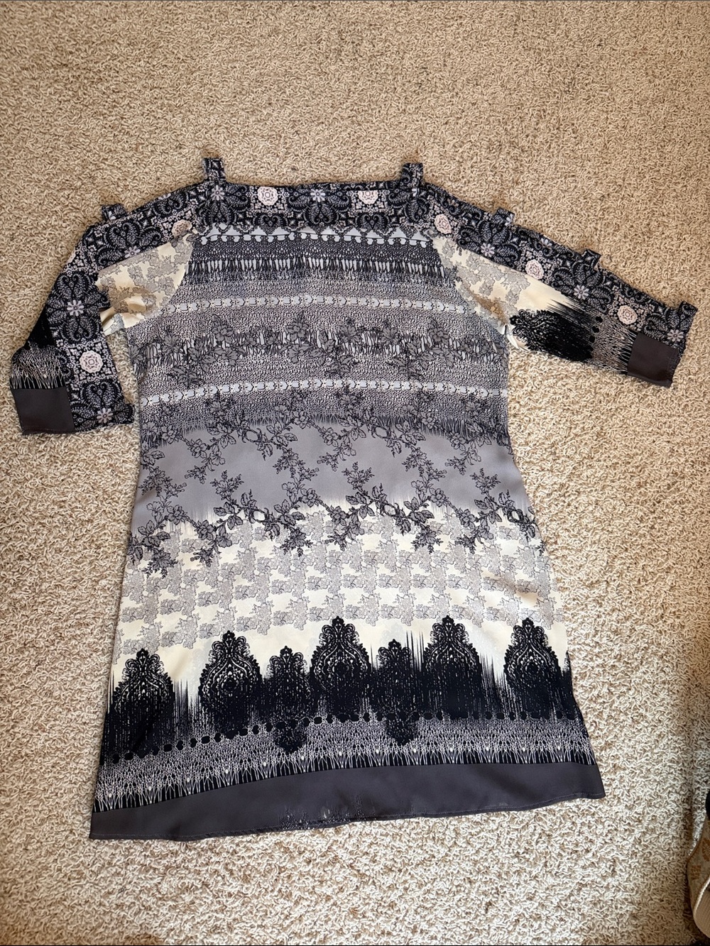 Cold-Shoulder Mini Dress in Gray and Black
